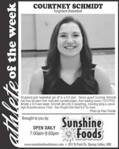 Fillmore County Journal - Athlete of the Week Courtney Schmidt