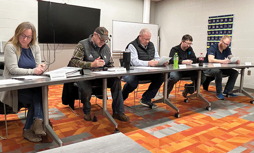 The Lanesboro School Board quickly decided their duties at their organizational meeting January 8. From left to right: Sarah Peterson, Chairman Steve Snyder, Mark Holmen, Kevin Horihan and Lucas Bergo. Steve Storhoff was absent. Photo by Wanda Hanson