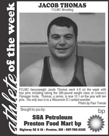 Fillmore County Journal - Athlete of the Week - Jacob Thomas