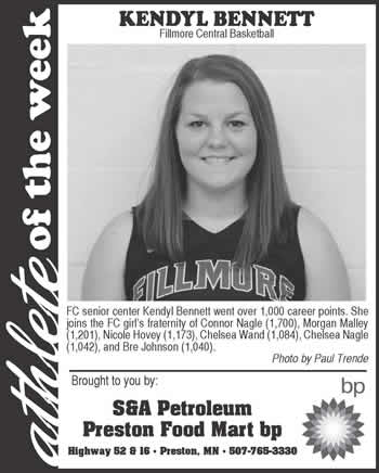 Fillmore County Journal - Athlete of the Week - Bennett