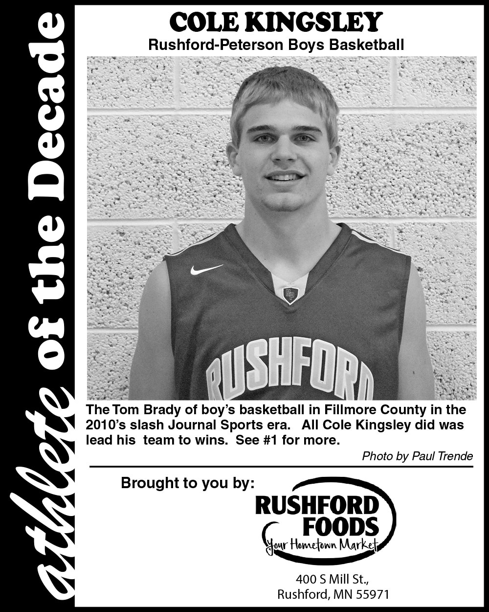 Fillmore County Journal- Athlete of the Decade Cole Kingsley