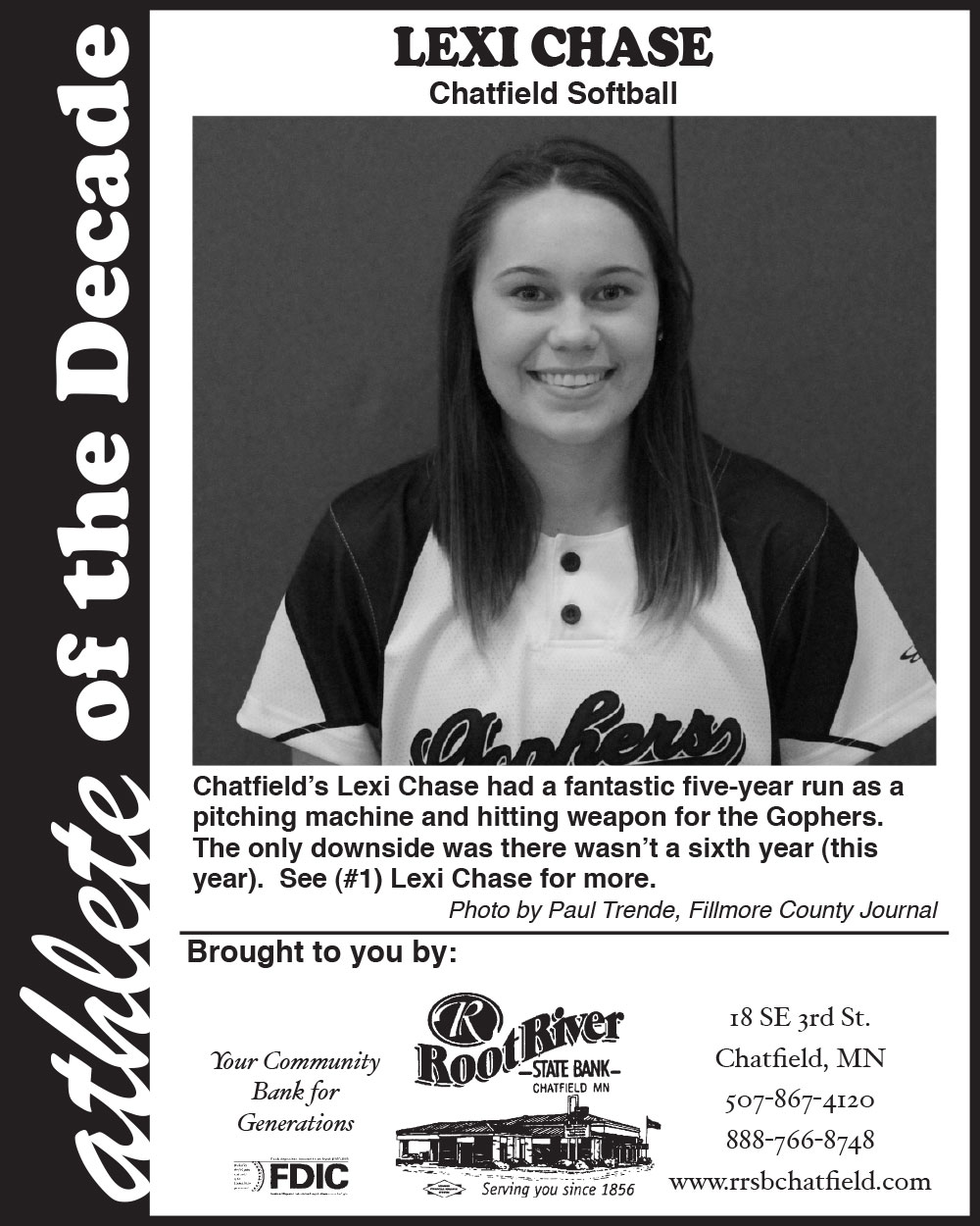 Fillmore County Journal - Athlete of the Decade - Lexi Chase