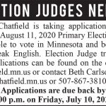 Fillmore County Journal - City of Chatfield Election Judges Needed