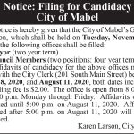 Fillmore County Journal - City of Mabel Filing for Candidacy