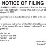 Fillmore County Journal - Frankford Township Filing Notice
