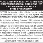 Fillmore County Journal - Notice of Filing Dates for the Election to the School Board - Chatfield Public Schools