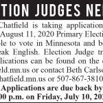 Fillmore County Journal - City of Chatfield Election Judges Needed