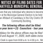 Fillmore County Journal - Notice of Filing for the City of Chatfield