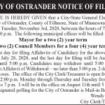 Fillmore County Journal - City of Ostrander Notice of Filing