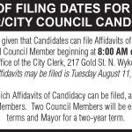 Fillmore County Journal - Notice of Filing Dates for Wykoff