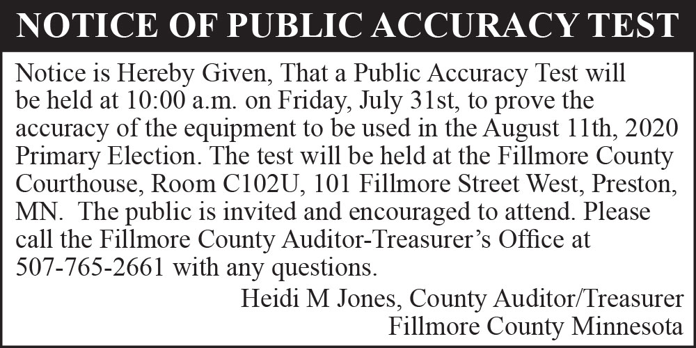 Fillmore County Journal - Fillmore County Public Accuracy Test