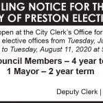 Fillmore County Journal - Filing Notice for the City of Preston Election