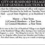 Fillmore County Journal - City of Rushford Village Notice of General Election & Filing