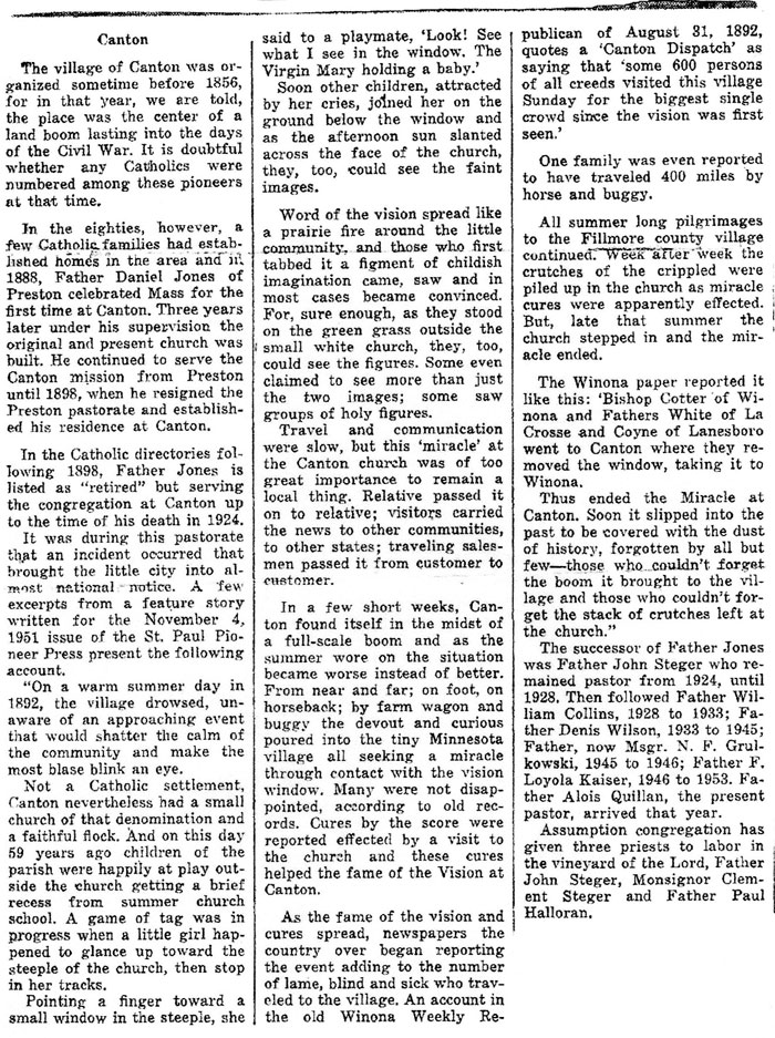 Fillmore County Journal - Historic Memories of Fillmore County More information regarding... Aaron L. Sleyster’s poem, “The Canton Mystery”