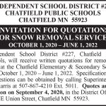 Fillmore County Journal - Chatfield Public Schools Invitation for Quotations for Snow Removal Services