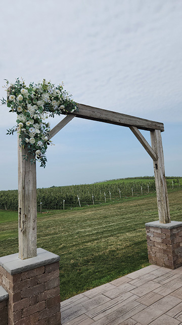 Wooden arch outside Pinter's Event Center