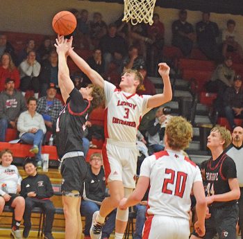 Bryce Berns and Camden Hungerholt in boys basketball.