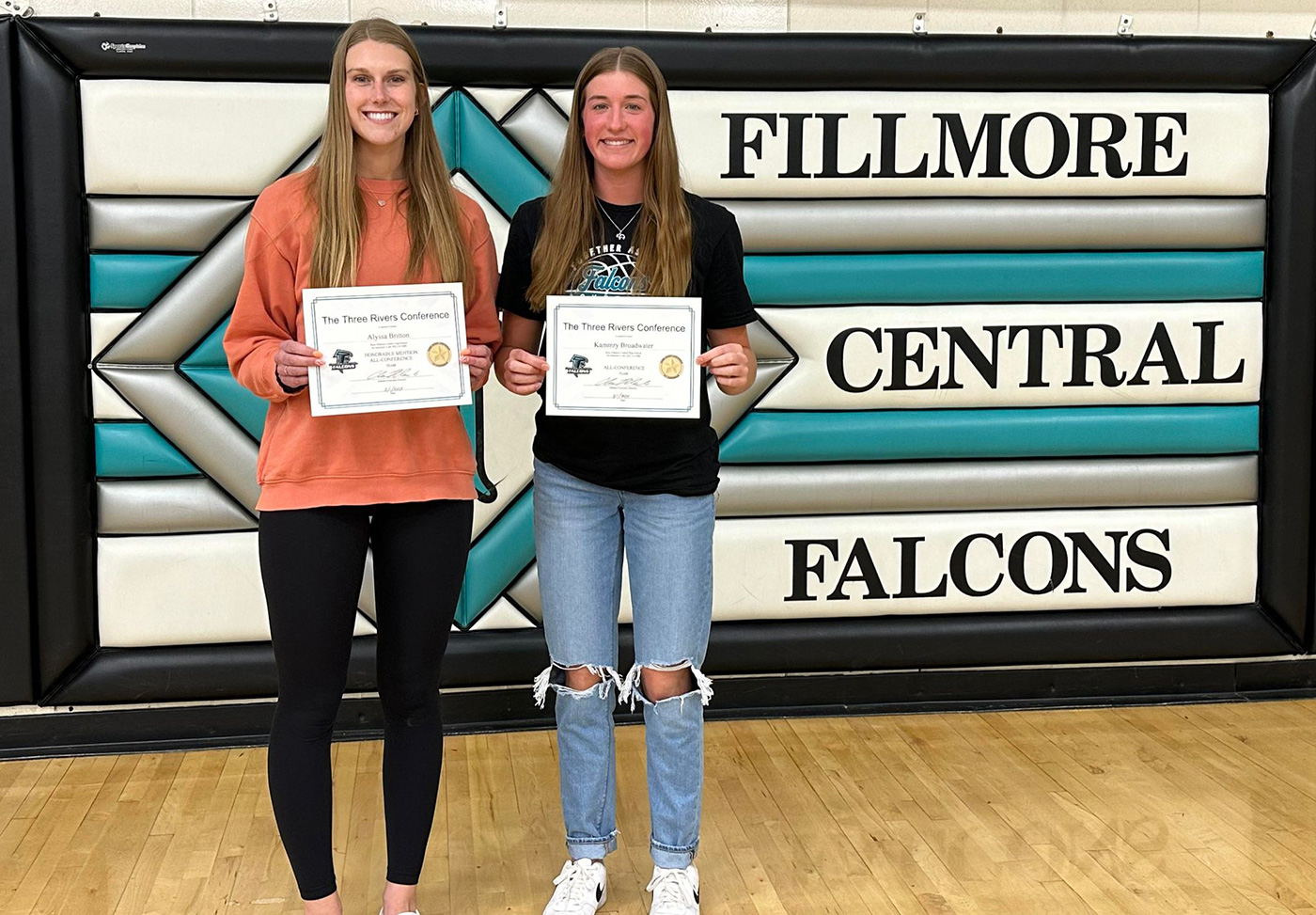 Fillmore Central’s girls had their basketball awards banquet. Two notable awards winners were seniors Alyssa Britton (left) and Kammry Broadwater (right). Britton was All-TRC honorable mention while Broadwater was purely All-TRC. Photo by Deb Finseth