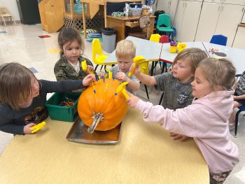 Preschoolers enjoyed exploring pumpkins. Photo submitted
