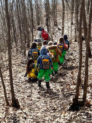 Eagle Bluff students explore the outdoors in all kinds of weather. Photo submitted