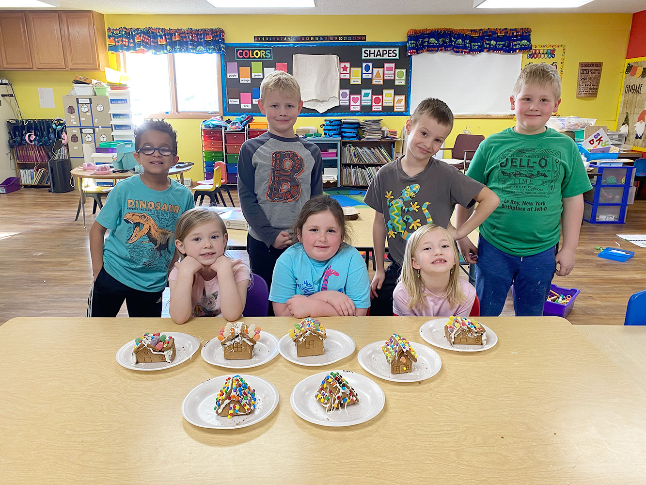 Grades K-1 with their gingerbread house creations. Photo submitted