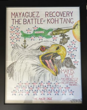 The Angry Eagle drawing includes the names of the last names on the Vietnam Wall. Photo by Wanda Hanson