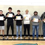 Fillmore Central football had its awards night. Notably, eight Falcons were named All-District: Tyler Gulbranson, Anthony Kiehne, Greg Kennedy, Josh Haugerud, Kane Larson, Atlee Hershberger, Joey Ristau and Bridon Bahl. Kennedy (MVP), Hershberger (Lineman of the Year), Ristau (Defensive Player of the Year), and Bahl (Offensive Player of the Year) won individual Mid-Southeast Blue sub-district awards. Photo by Deb Finseth