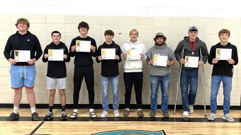 Fillmore Central football had its awards night. Notably, eight Falcons were named All-District: Tyler Gulbranson, Anthony Kiehne, Greg Kennedy, Josh Haugerud, Kane Larson, Atlee Hershberger, Joey Ristau and Bridon Bahl. Kennedy (MVP), Hershberger (Lineman of the Year), Ristau (Defensive Player of the Year), and Bahl (Offensive Player of the Year) won individual Mid-Southeast Blue sub-district awards. Photo by Deb Finseth