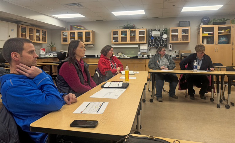 Representatives from the city of Mabel and the city of Canton attended a joint board meeting hosted by the Mabel-Canton School Board. From left to right: Mabel Councilor Cory Wilson, Mabel City Clerk Karen Larson, and from Canton, City Clerk Anne Koliha, Councilor Kristy Ziegler, and Councilor Jen Dowling. Photo by Charlene Corson Selbee