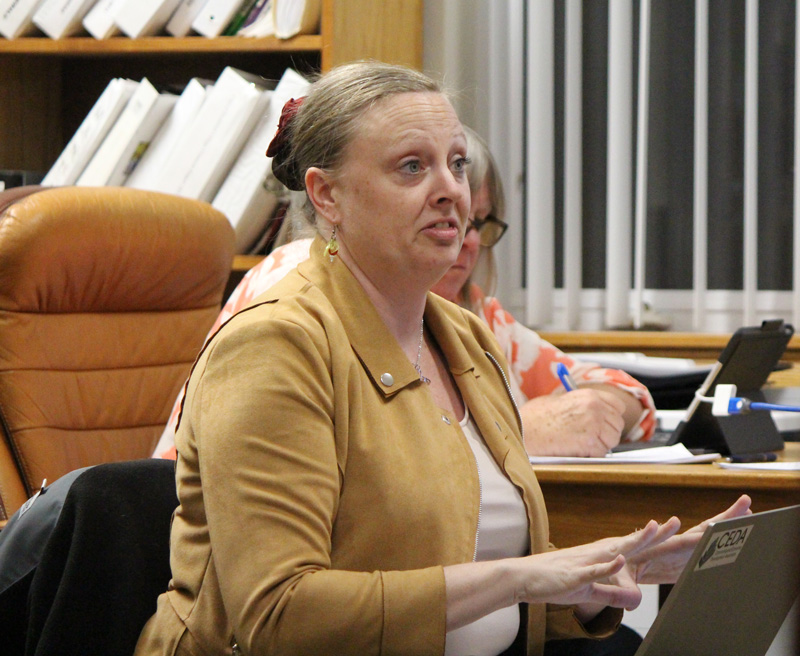 CEDA consultant Rebecca Charles at the December 3 Rushford Village meeting. Photo by Kirsten Zoellner