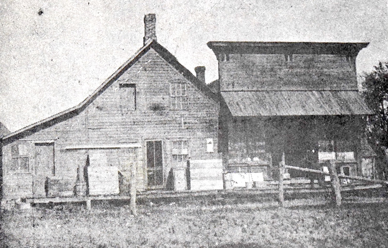 The Newhouse Store, shown here in 1914, consisted of the original building at right and an 1895 addition when owner Ole O. Lee purchased the building of a competitor and moved it across the road, remodeled it and made it an addition to his store. Photo courtesy of the Houston County Historical Society