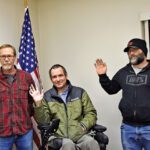 At the January 14 Eitzen City Council meeting, Mayor Jeff Adamson and councilmembers Mitch Luttchens and Mitch Lange took the oath of office. Photo by Charlene Corson Selbee