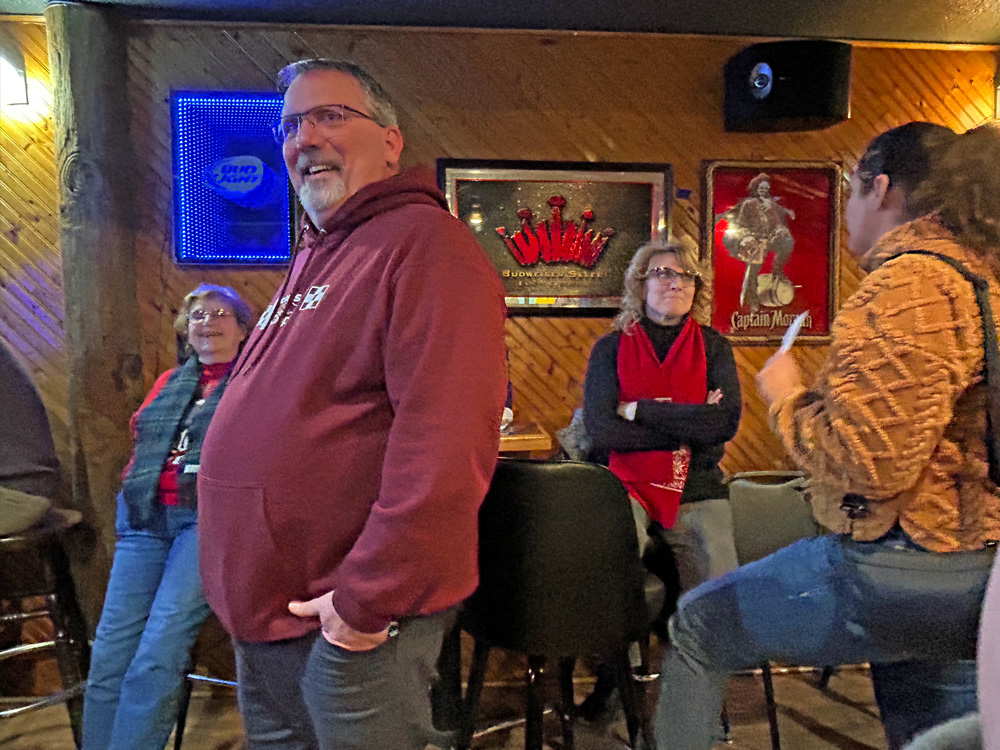 From left to right: Marlene Schultz, President Rod Torgerson, Vicki Hongerholt and April Carrier took the time to network after the meeting. Photo by Wanda Hanson