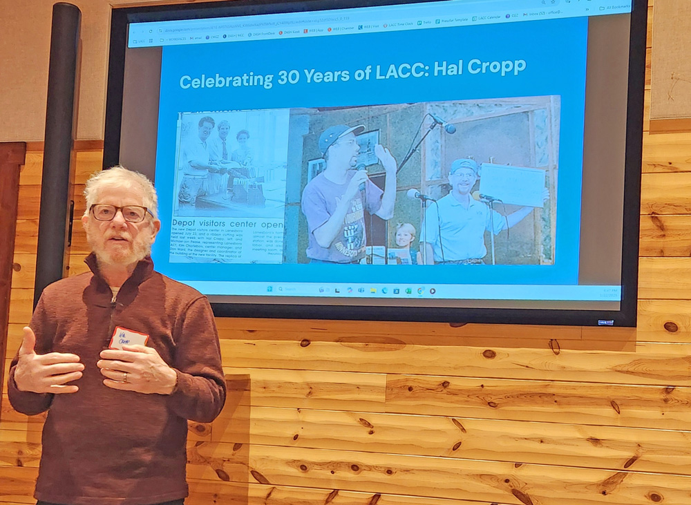 Hal Cropp gave the keynote address at the LACC annual meeting on January 22, 2025. Photo by Barb Jeffers