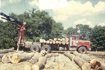 Log truck and logs at the sawmill back in the day. Photo submitted