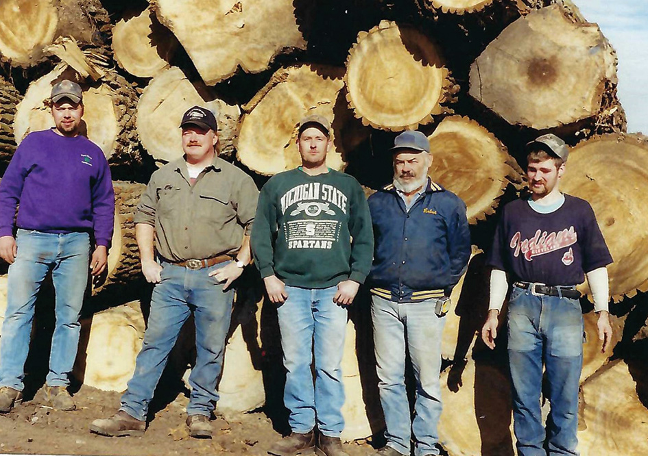 Early mill workers, Harvey Hershberger, Mark Distad, Gary Dowling, Robert Schultz and Nathan Tally. Photo submitted