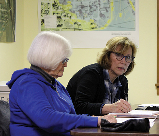 Peterson Councilor Gail Boyum (L) and new Clerk Cyndy Gove at the January 8 meeting. Photo by Kirsten Zoellner