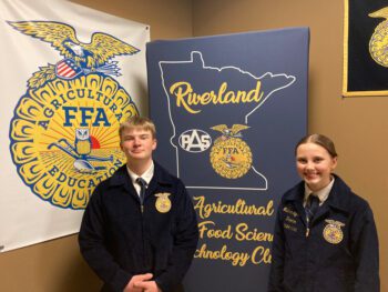 Owen Ranzenberger and McKenna Eglinton at the Regional Leadership Competition at Riverland Technical College, Austin. Photo submitted