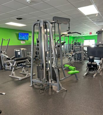 A shot of the weight equipment at the gym with the five stack jungle gym in the foreground. Photo by Wanda Hanson