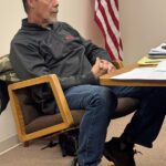 Eitzen Mayor Jeff Adamson presides over the February 11 Eitzen City Council meeting. Photo by Charlene Corson Selbee