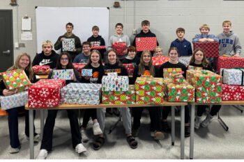 FFA Members/Leadership students with gifts for the Childhood Cancer Communiy as their service project. Photo submitted