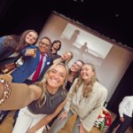 The CSB-SJU group from left to right: Courtney Gouda, Kingshuk Mukherjee, Blake Ehlert, Hannah Roach, Emma Illg and Hannah Kauppinen. Malia Michelfelder Tessum took the selfie. Photo submitted