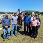Annual youth open horse show in June 2024. From left to right: Allen LaFleur, Levi Olstad, Sam Olstad riding Bonnie, Julia Olstad, Madeline Olstad, Rachel Ukkestad and Melanie Olstad. Photo submitted