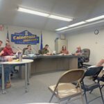 Caledonia City Council interviewed three engineering firms during the council’s regularly scheduled meeting on Monday, March 24, 2025. Brownsville resident Aleigha Burg with SEH out of La Crosse, WI, was the first interviewee. From left to right, Public Works/Zoning Director Casey Klug, City Clerk/Administrator Jake Dickson, Bob Klug, Amanda Ninneman, Mayor Jeremy Leis, David Fitzpatrick, and John Rauk. Photo by Charlene Corson Selbee