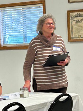 Sheila Craig representing the Fillmore County Ag Society updated the Chamber about the fairgrounds. Photo by Wanda Hanson