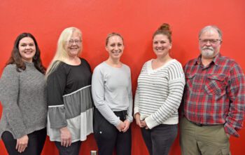Spring Grove School Board members from left to right: Myriah Klug, Stephanie Jaster, Kelly Rohland, Lisa Myhre and Rhan Flatin. Photo by Charlene Corson Selbee