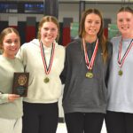 Spring Grove girls basketball team award honorees for 2024-2025 are from left Siri Konkel, Most Valuable, 3rd year; Emerson Ingvalson, co-Hustle Award; Kylie Hammel, GRIT Award, co-Hustle Award; and Kendal VanMinsel, Most Improved. Photo by Lee Epps