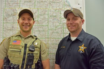 Houston County active shooter trainers, from left, Sergeant Zach Swedberg and Investigator Chris Frick. Photo by Charlene Corson Selbee