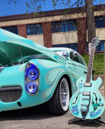 A customized 1941 Ford belonging to Todd Moran comes complete with a matching guitar. Photo submitted