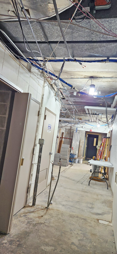 Much work has yet to be done in order to use the new jail. Much wiring is installed in the ceiling. Photo by Ellen Whalen
